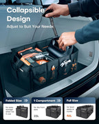 Trunk Organizer - Car Organizer, Foldable Trunk organizer for SUVs & Sedans, Sturdy Car Organization for Car Accessories, Tools, Sundries, Black, 2 Compartments, 21.3"×12.6"×10.6"