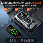 D18 Jump Starter with Air Compressor, 6000A Car Battery Jumper Starter Portable(All Gas/10.0L Diesel), 150PSI Tire Inflator Air Pump, 12V Jump Pack, 800LM Flashlight, Car Gift for Men
