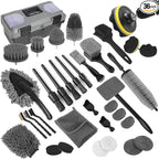 Car Detailing Kit, Car Detailing Brush Set, Car Cleaning Kit, Auto Detailing Tools for Interior Exterior Wheels, Professional Car Wash Accessories with Windshield Cleaning Tool and Storage Box(Grey)