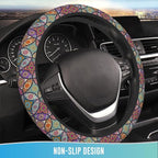 Elastic Steering Wheel Cover Car Accessories Cute Universal 15 Inch Absorbing Sweat Non-Slip Breathable for Woman - Colorful Mandala