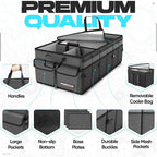 Trunk Organizer with Cooler For SUV Car Trunk, Foldable Storage, Car Accessories for Women Men, Collapsible Bag, 600D Oxford, Non Slip Bottom, Straps, Soft Cover (105L)