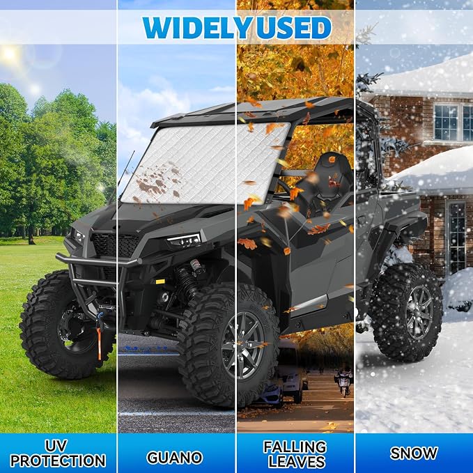 Silver UTV Windshield Snow Cover Compatible with Polaris Ranger XP 1000 2017-2026 (Not RZR) & Can-Am Defender 2016-2026, Transport Windshield Protector for Ice and Snow
