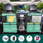 Seat Back Protector Medium Aquamarine Car Kick Mat with Pocket, Back of Front Seat Cover for Kids Feet