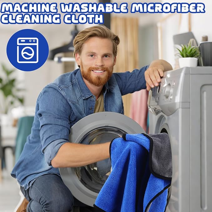 50 Pcs Microfiber Towels:16"x16" Microfiber Drying Towels Bulk Micro Fiber Car Cleaning Cloth for Cars Drying Washing Polishing Office Windows Cleaning Household Supplies (Blue,Gray)