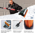 62.4" Extendable Ice Scraper Snow Brush with Squeegee for Windshield Window Car Trucks SUVs, 270° Pivoting Brush Head, Essential Winter Tool Ice Snow Remover with Comfortable Foam Grip