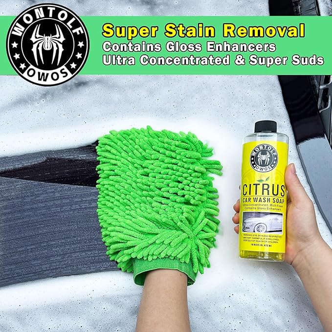 Complete Car Wash Cleaning Kit, Car Interior Detailing Kit with Car Wash Soap, Interior Detailing Cleaner, Wheel Cleaner, Wheel Brush, Dying Towel, for Cars Trucks RVs SUVs