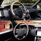 Breathable Car Steering Wheel Cover 16 inch Auto Universal Leather Wrap Non-Slip Steeringwheel Protector Automotive Interior Accessories, Beige (Suit for 15 1/2-16 inch)