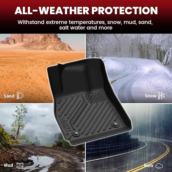 Floor Mats & Cargo Liner for Chevrolet Malibu 2013-2015/Malibu Limited 2016 Only, All Weather TPE Custom Fit Floor Mats for Cars, 1st and 2nd Row Car Floor Mats for Malibu Accessories Black