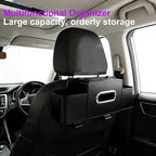Back Seat Car Organizer, 4+2 in 1 Multifunctional Car Backseat Storage Box with 2 Cup Holders Tissue Box Hook, Car Interior Storage for Travel Phones Snacks Drinks(Black)