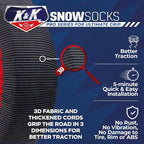 K&K Auto Snow Socks for Tires – Pro Series for Ultimate Grip Approved Snow Chain Alternative Traction Device – Tire Sock for Pickup Truck SUV Van – Winter Travel Accessory Emergency Kit – 3XL (2pcs)
