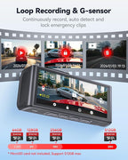 F7NA 4K Dual Dash Cam, STARVIS 2 IMX678, 8MP, 5GHz WiFi (20MB/s Fast Download), 4K Front 1080P Rear, GPS, Voice Control, WDR, HDR Night Vision, 24H Parking Mode, Support 512GB Max(No SD Card)