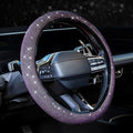 Steering Wheel Cover for Women Bling Bling Crystal Diamond Sparkling Car SUV Wheel Protector Universal Fit 15 Inch Black with Pink Diamond