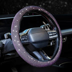 Steering Wheel Cover for Women Bling Bling Crystal Diamond Sparkling Car SUV Wheel Protector Universal Fit 15 Inch Black with Pink Diamond