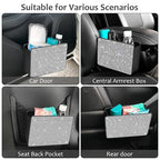 Bling Car Trash Can, Foldable Vehicle Trash Bin Dustbin Garbage Organizer Storage, Sparkling Crystal Rhinestone Trash Bags Holder Container with 30pcs Garbage Bag Car Accessories for Auto, SUV
