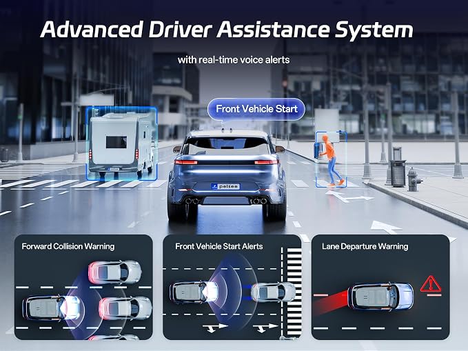 S12 Pro Mirror Dash Cam with STARVIS 2 Sensor, Rear View Mirror Camera 5.8GHz WiFi, 4K Front and 1080P Rear Backup Camera for Car, ADAS, Voice Control, Color Night Vision, 64G Meomory Card
