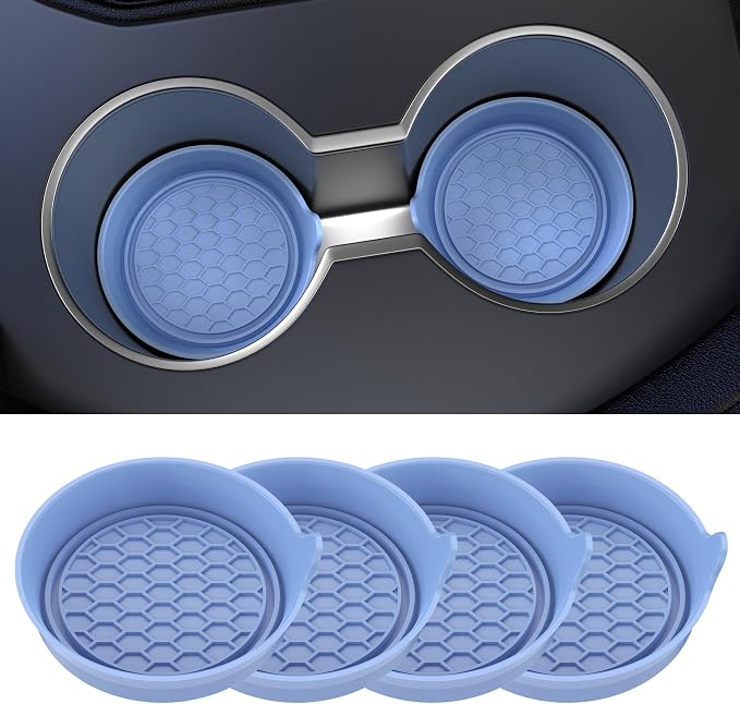 Car Cup Coaster Universal Automotive Waterproof Non-Slip Cup Holders Sift-Proof Spill Holder Car Interior Accessories 4 Pack Gray Blue