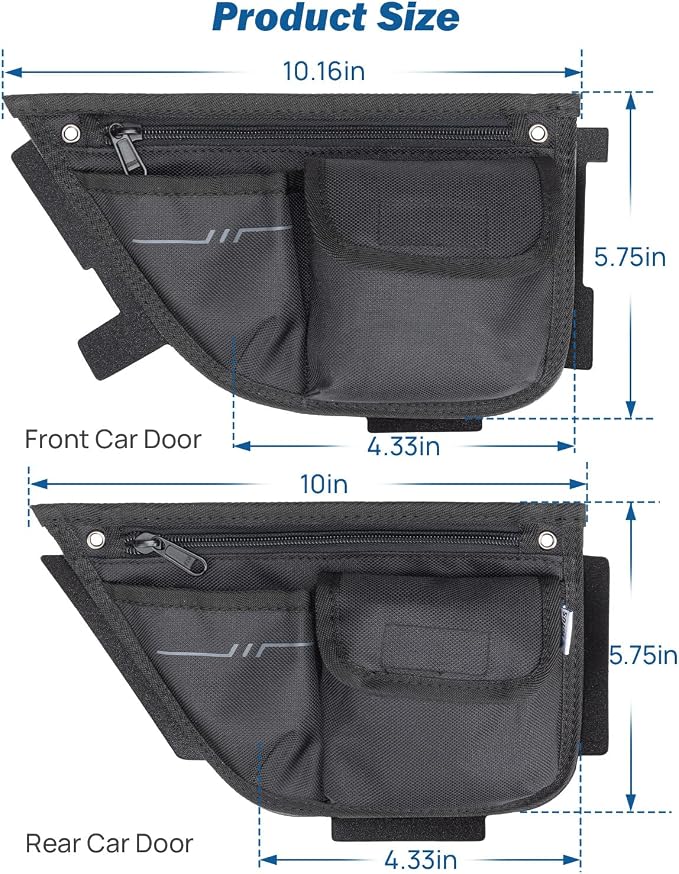 Oxford Front Rear Door Storage Pockets Compatible with 2007-2017 Wrangler JK 4-Door, 4 Pack Insert Organizer Boxes for Interior Storage Expansion