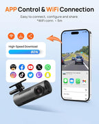 Dash Cam M310, Dash Camera for Cars 1296P QHD, Smart Dash Cam Front Built in WiFi, 130° Wide-Angle FOV, WDR, Night Vision, iOS/Android Mobile App, Loop Recording, Parking Monitor, Time-Lapse