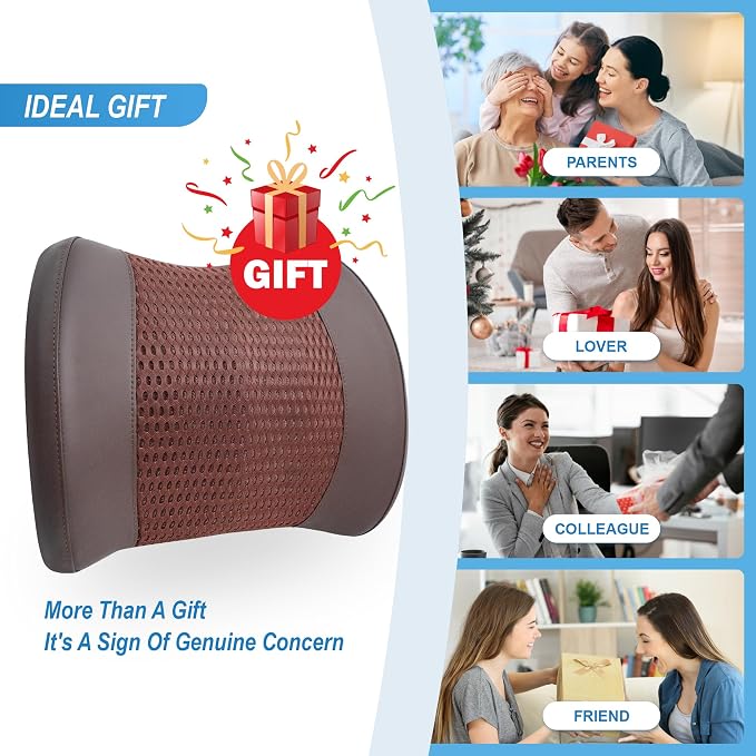 Lumbar Support Pillow for Car, Car Seat Back Support for Driving | Memory Foam Car Lumbar Support for Driving, Car Back Cushion, Adjustable Straps, Lower Back Pillow, Breathable 4D Mesh, Brown