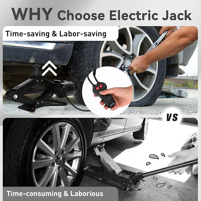 Electric Scissor Car Jack Kit 3 Ton 12V Portable Auto Car Lift with 17.7 Inch Range for SUV Sedan Floor Jack for Tire Change Roadside Emergency