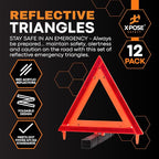 Reflective Emergency Triangles – 12 Kits (36 Triangles) – DOT Approved Roadside Car Safety Warning Reflectors – Red & Orange Automotive Vehicle Hazard Visibility Markers