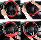 Car Steering Wheel Cover, Leather Steering Wheel Cover,Universal 15 inch Anti-Slip Comfortable Steering Wheel Covers Men Women (Red)