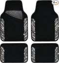 Bling Zebra Car Mats Rhinestones Diamond Waterproof Floor Mat Crystal Sparkly Shining Glitter Carpet Anti-Slip PVC Heel Pad, Universal Fit Automotive SUV,Sedan,4pcs Girly Women, Zebra Diamond