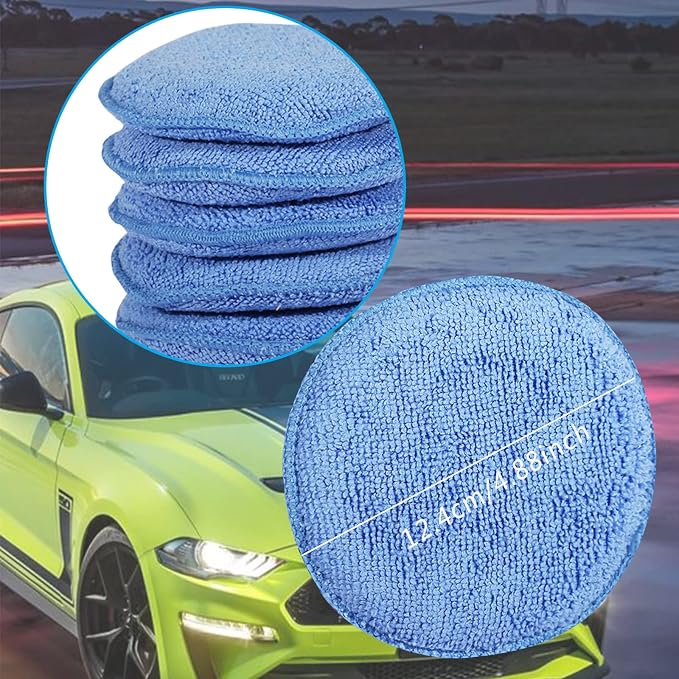 Wax Applicator Pads Polishing Pads Microfiber Applicator Pad for Car Wax and Polishing (Blue 12Pcs)