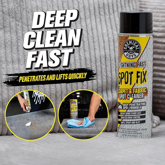 Lightning Fast Carpet Spot Cleaner With Nifty Carpet And Upholstery Brush Kit, Fabric Stain Extractor Interior Cleaning System For Car Carpets Seats Floor Mats And Upholstery - 18 Fl Oz