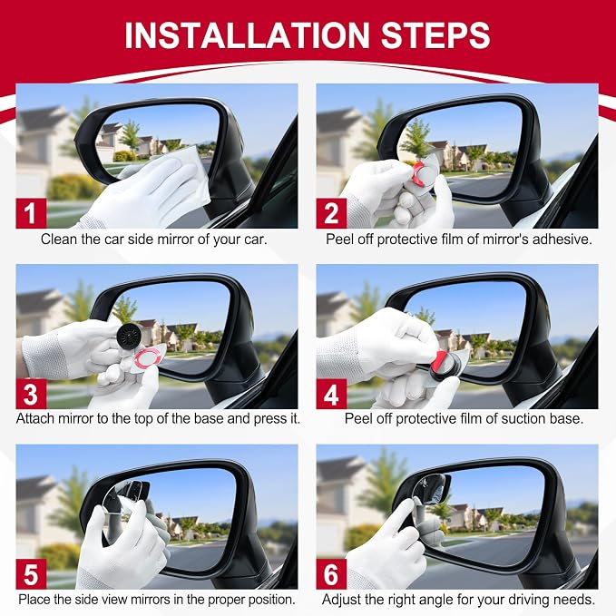 Blind Spot Mirror，Newest Fan Shaped HD Glass Frameless Convex Rear View Mirror with wide angle Adjustable Stick for Cars SUV and Trucks, Pack of 2