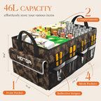Trunk Organizer - Car Organizer with 5 Pockets, Trunk Organizer for SUV & Sedan, Car Organization with Sturdy Base Panel for Car Accessories, Brown Camouflage, 2 Compartments, 21.3"×12.6"×10.6"
