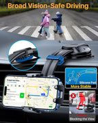 HTU Upgraded Strongest Suction Car Phone Holder Bendable Arm, Never Block View Rotatable Cellphone Mount for Dashboard Windshield Vent, Cradle Stand for iPhone 17 16 15 14 13 12 Pro Max (Black)