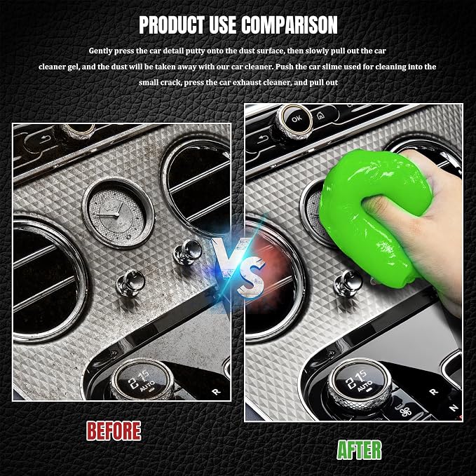 Car Cleaning Gel Clean Putty, Reusable Car Interior Cleaner Slime, Auto Detail Cleaning Soft Rubber Supplies, Universal Multi-Functional Cleaning Tool Accessories for Men Women (Green)