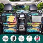 Car Seat Back Organizer Aurora Sky Forest 2 Pack Waterproof Kick Mats Backseat Protector From Dirt,Scratches