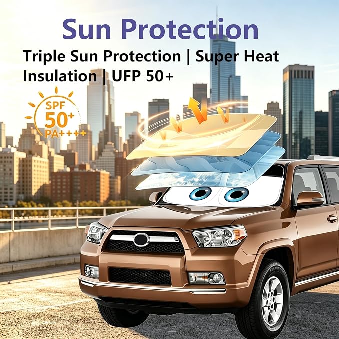 Windshield Sun Shade for Toyota 4Runner 2010-2023 2024 2025 2026, SR5, Trail, TRD (Off-Road, Premium, Pro) Limited Accessories Car Shades Front Windshield UV Heat Protector (4 Runner)