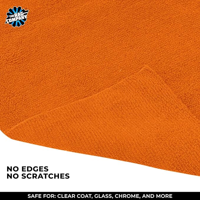 Edgeless 365 Microfiber Towels (10-Pack) Premium 70/30 Blend, Professional Polishing, Wax Removal, Auto Detailing, 365gsm, 16in x 16in, Orange