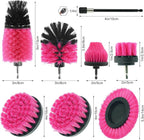8 Pcs Drill Brush Attachment Set, Power Cleaning Scrub Brush Kit with Extend Long Attachment, All Purpose Drill Scrub Brushes for Car, Grout, Floor, Tub, Bathroom and Kitchen (Pink)