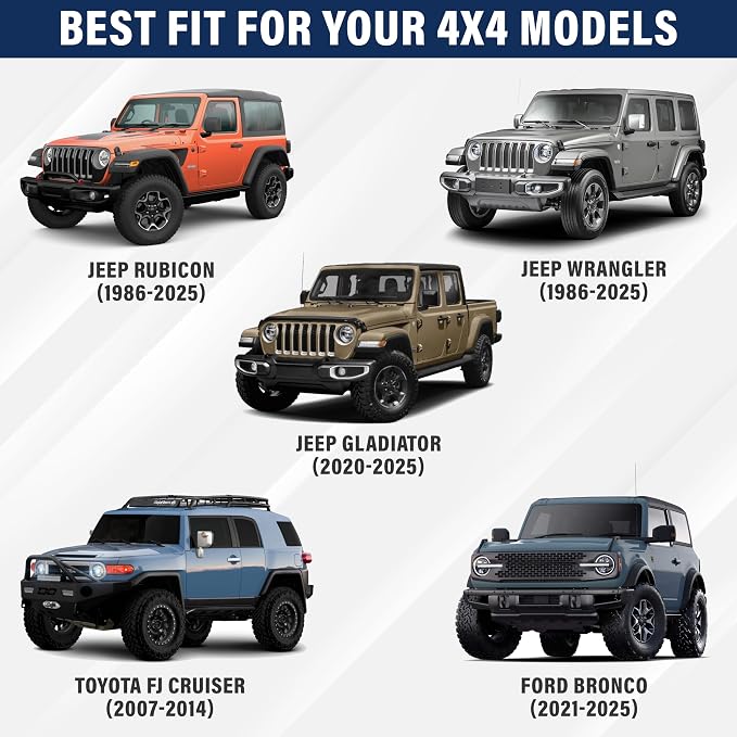 Jeep Windshield Sunshade | Sun Visor for UV Rays & Heat Protection | Suitable for Wrangler, Gladiator | Jeep Accessories for Wrangler | X-Small - 60x21 Inches