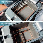 for 2022-2026 Ford Maverick Center Console Organizer Tray Accessories | 2022-2026 Maverick Armrest Trays Storage Box Coin Holder 2022-2025 2026 Maverick Truck Accessories, 2-Pack (Orange Trim)