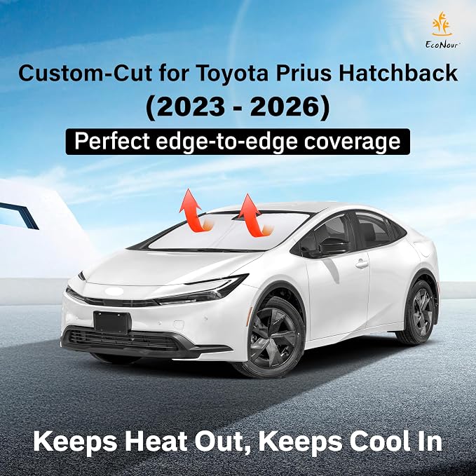 Windshield Sunshade Compatible for Toyota Prius Hatchback 2023-2024 2025 2026, Sun Visor for Front Windshield & Window Sun Shade Cover, UV Heat Blocker & Protector, Car Accessories