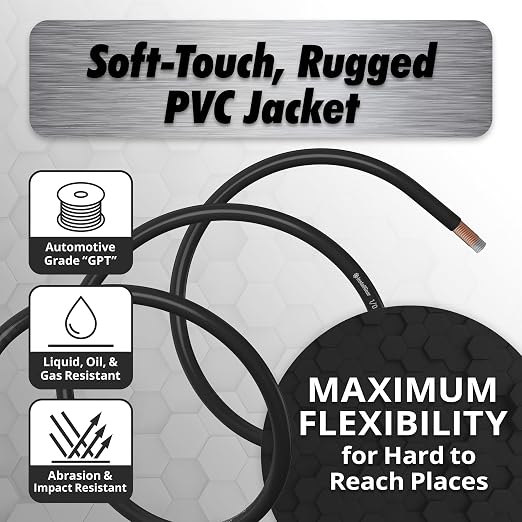 1/0 Gauge Wire (25ft) - Copper Clad Aluminum CAA Automotive Wire, Car Amplifier Power & Ground, Battery, Car Audio Speaker, RV Trailer Welding Cable