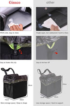 2 Gallons Open-Top Car Trash Can, Hanging Leakproof Car Trash Bag with Water-proof PEVA Liner, Stand Trash Bag for Cars Foldable Automotive Garbage Can for Cars SUV Truck RV Black