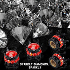 4 Pieces Crown Tire Valve Stem Caps Bling Handmade Crystal Rhinestone Universal Chrome Crown Vehicle Car Tire Caps Covers, Attractive Accessories for Car (Red and Black)