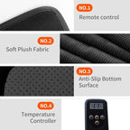 Heated Seat Cushion with 7 Heat Settings & 12-Hour Timer Shut-Off Function Office Chair Pad, Auto Shut-Off Protection, Soft Plush Cover, Non-Slip Bottom for Office Chair & Wheelchair (Black)