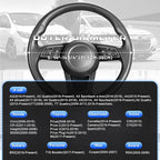 Car Steering Wheel Cover for Prius Civic Model 3 Model Y Camaro, Small Size 14-14.25 inch, Black and Blue Microfiber Leather