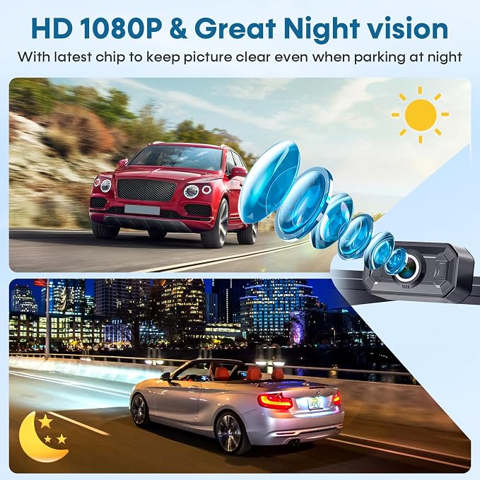 Wireless Backup Camera for Trucks: 5 Inch 1080P HD Display, Backup Camera for Car,Truck, IP69K Waterproof, Night Vision, Dual-Camera Support, DIY Installation, Customizable Parking Lines H21