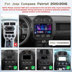 Car Radio for Jeep Compass Patriot 2010-2016, Android 15 Car Stereo Wireless Carplay, 10.1 inch Touch Screen with Android Auto 5G WiFi GPS Bluetooth 5.0 1280 * 720 4+64G