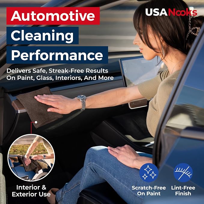 Premium 300GSM Microfiber Cleaning Cloth - 12.5"x12.5" High Performance - 1200 Washes, Ultra Absorbent Microfiber Towels for Cars Undercarriage, Rims & Engine Bay Cleaning - Microfiber Cloth