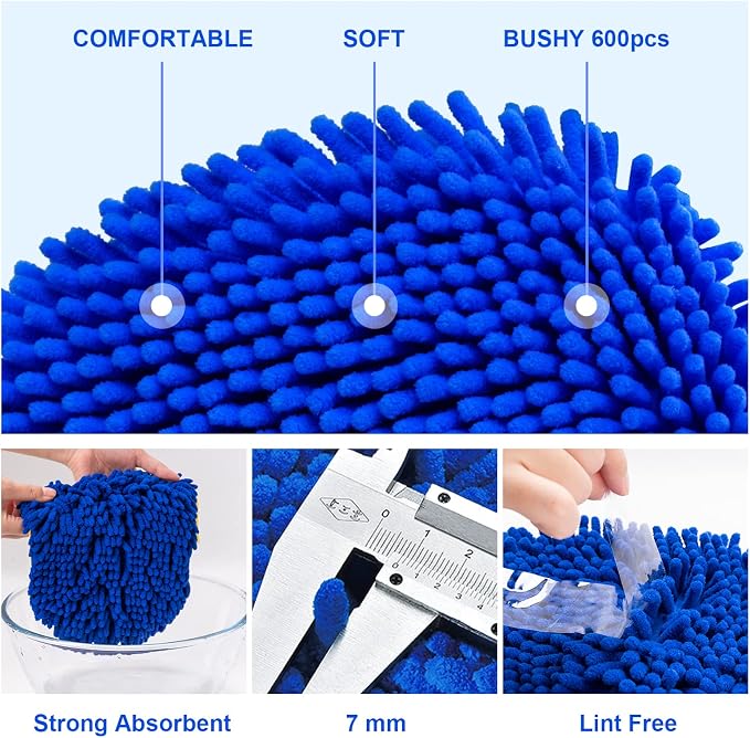62" Car Wash Brush Kit Mitt Mop Sponge with Long Handle Chenille Microfiber Car Cleaning Brush Kit Supplies Car Washing Mop Kit Car Care Kit of Scratch-Free Replacement Head for Car RV Truck