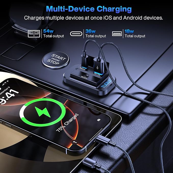 USB Outlet Panel 2-Pack - 54W Fast Charging Type-C PD 36W + USB-A QC 3.0 18W 12V/24V Surface Mount for RV Marine Truck Bus Golf Cart